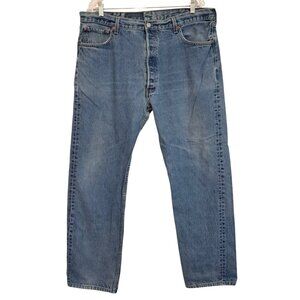 Vintage 90s Levis 501 Made in USA W40 L32 LIght Wash Whiskered Fade 553 Factory